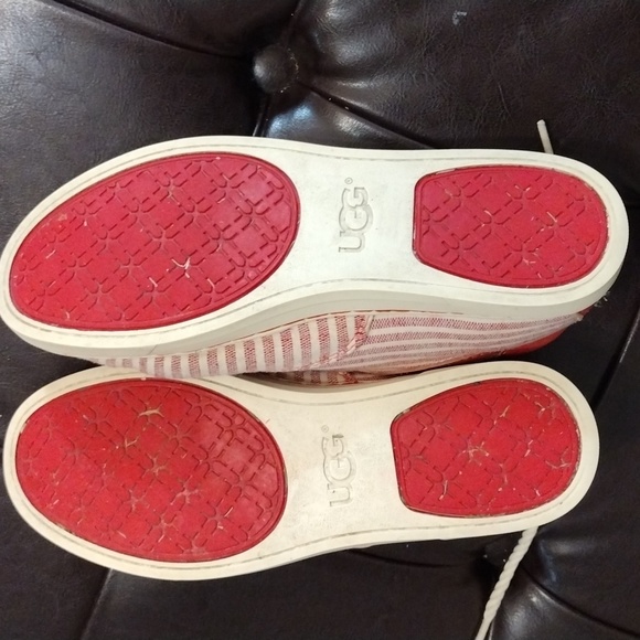 Ugg Eyan II Striped Seersucker Lace Canvas Red White - Picture 7 of 12